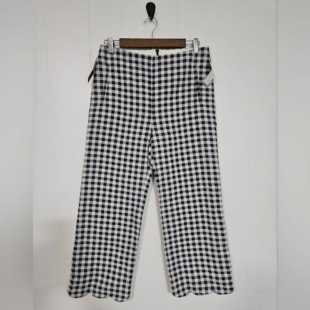 NWT LISA MARIE FERNANDEZ Cropped Gingham Cotton-blend Bouclé Straight-leg Pants - Picture 3 of 11